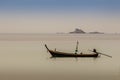 Fisherman boat and the Beautiful seascape view of Naiyang beach, the wonderful beach nearby Phuket international Royalty Free Stock Photo