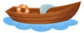 Fisherman boat cartoon icon. River wooden ship