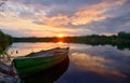 Fisherman boat on Danube Delta Royalty Free Stock Photo