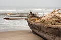 Fisherman boat full with gear at the beach Royalty Free Stock Photo