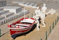 Fisherman and boat statue, Albufeira.
