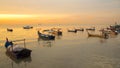 Fisherman boat on sunset