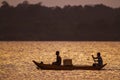 Fisherman boating in Arugam bay lagoon, Sri Lanka