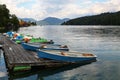 Fisherman boats on Lake Walchensee, Bavaria, Germany