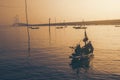 Fisherman boats sailing near Suramadu bridge