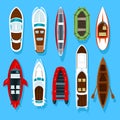 Fisherman boats and wooden sailboat with paddles