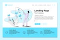 Fisherman businessman fishing thumbs up likes on landing page web design template. Vector business internet technology