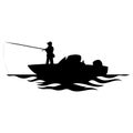 Fisherman Catching Fish in a Boat Silhouette Vector Illustration Royalty Free Stock Photo