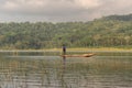 Fisherman on Jukung Boat at Tamblingan and Buyan Twin Lake in Bali