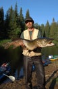 Fisherman caught a huge pike.