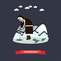 Fisherman concept vector illustration in flat style