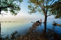 Sunrise - Dawn, Lake, Dawn, Sun, Riverbank,man,fishing Royalty Free Stock Photo