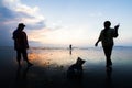 Fisherman drinking freshwater on tropical beach in summer hot we