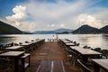 Fisherman on an empty wooden pier, Icmeler