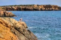 Fisherman in the evening on Isla Plana beach in Cartagena