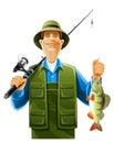 Fisherman with fish Royalty Free Stock Photo