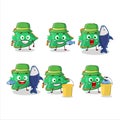 A fisherman fish green gummy candy cartoon picture catch a big fish