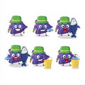 A fisherman fish purple gummy candy cartoon picture catch a big fish