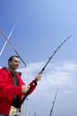 Fisherman fishing on boat big game tuna Royalty Free Stock Photo