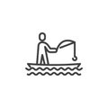 Fisherman with fishing rod line icon Royalty Free Stock Photo