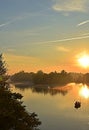 fisherman with fishing rods on boats on the river early Royalty Free Stock Photo