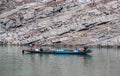 Fishermen on a long boat on the Yangtze river in China Royalty Free Stock Photo
