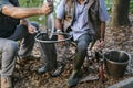 Fisherman with a freshly caught fish Royalty Free Stock Photo