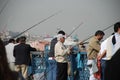 Fisherman on the Galata Bridge in istanbul