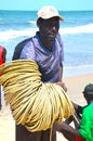 Fisherman gambia beach Royalty Free Stock Photo