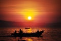 Fisherman go sailing at Pangandaran Beach, West Java