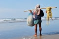 Fisherman going to sea at mandermoni medinipur west bengal