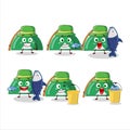 A fisherman green arc ruler cartoon picture catch a big fish