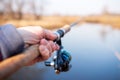 Fisherman with rod Royalty Free Stock Photo