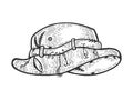 Fisherman hat sketch engraving vector illustration Royalty Free Stock Photo
