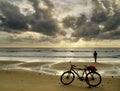 The fisherman and his bike Royalty Free Stock Photo