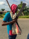 Fisherman coming out of an estuary of the Atlantic ocean in Lekki Lagos Nigeria