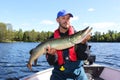 Fisherman Holds a Muskie Caught Fishing