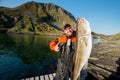 Fisherman with huge fish showing thumb