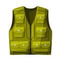 Fisherman or Hunter Vest, Outdoor Activity Apparel Cartoon Vector Illustration