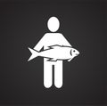 Fisherman icon on black background for graphic and web design, Modern simple vector sign. Internet concept. Trendy symbol for