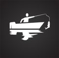 Fisherman icon on black background for graphic and web design, Modern simple vector sign. Internet concept. Trendy symbol for