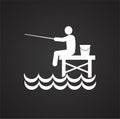 Fisherman icon on black background for graphic and web design, Modern simple vector sign. Internet concept. Trendy symbol for