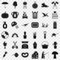 Fisherman icons set, simple style Royalty Free Stock Photo