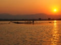 Fisherman- Inle Lake in Burma Royalty Free Stock Photo