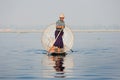 Fisherman on inle lake myanmar Royalty Free Stock Photo