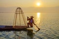 Fisherman on Inle Lake, Shan, Myanmar Royalty Free Stock Photo