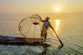 Fisherman on Inle Lake, Shan, Myanmar Royalty Free Stock Photo