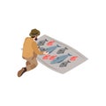 Fisherman Isometric Illustration