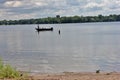 Fisherman lake and boat