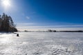 Fisherman on lake in Sunny day